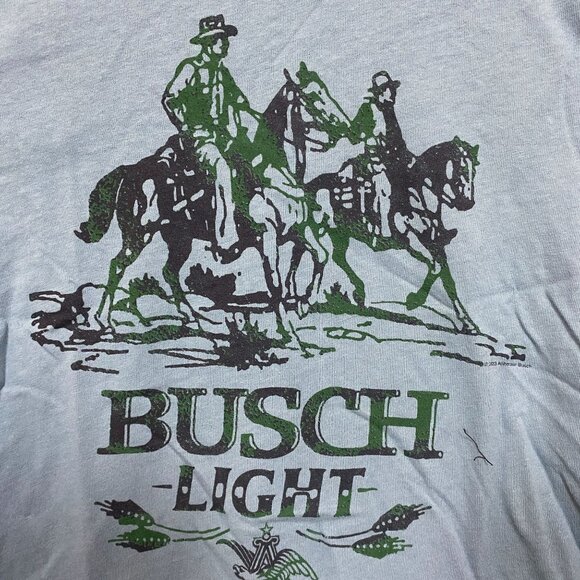 Busch Light Logo Brewed In U.S.A Cowboys Blue T-Shirt Extra Small - Picture 3 of 4